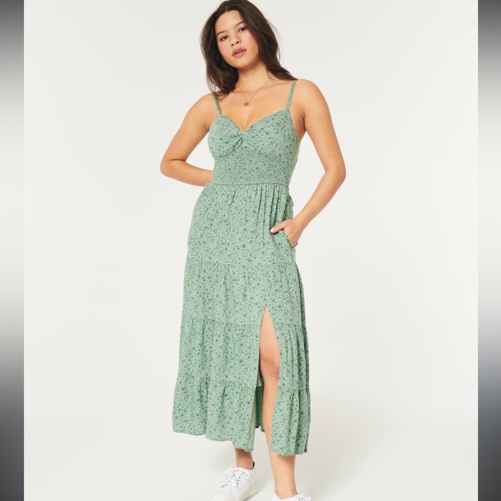 Hollister Twist Bust Tie-Back Midi Dress